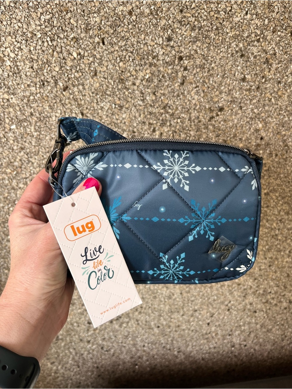 lug coupe SE Navy Quilted Snowflake crossbody purse